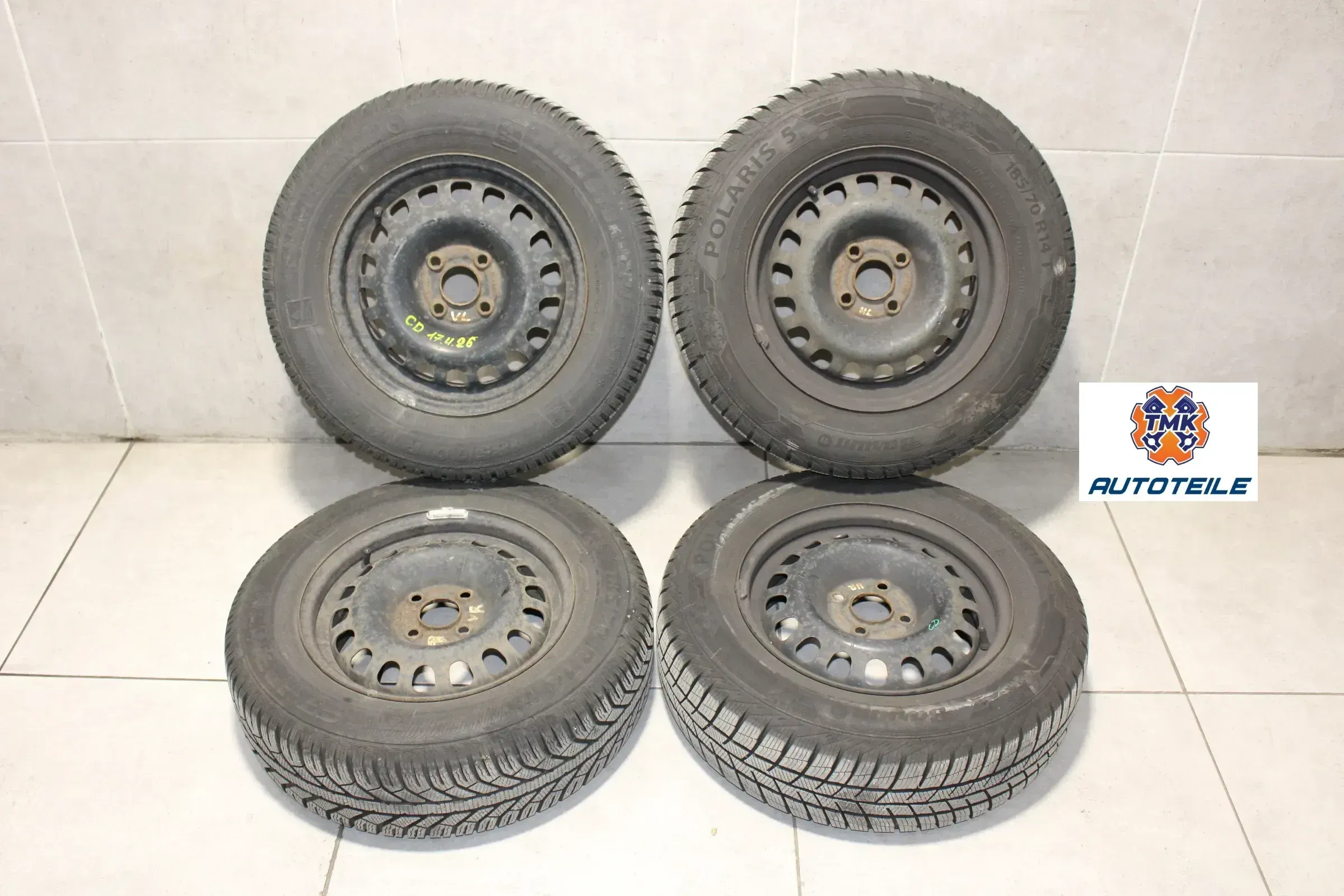 Opel Corsa D Felgen Stahlfelgen Winterreifen 185 70 R14 ET 39 4 Loch - Bild 1